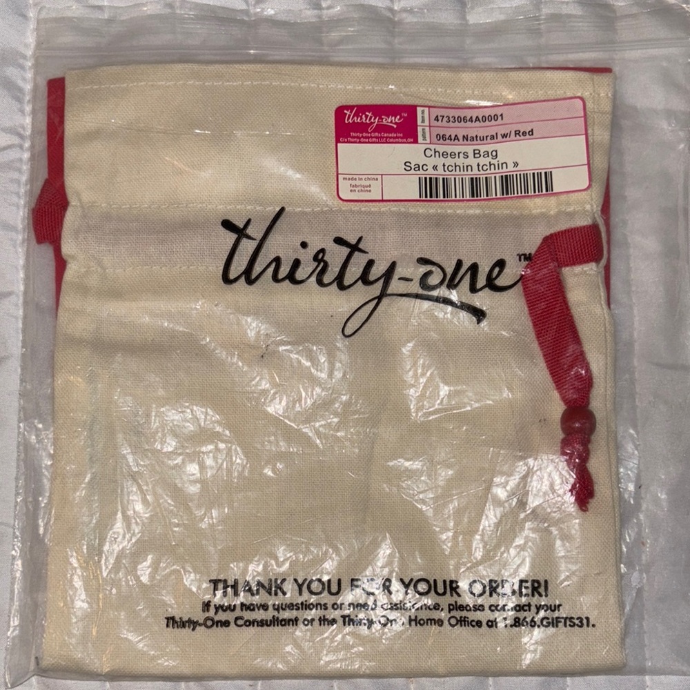 Thirty-One Natural and Red Cheers Bag